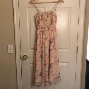 Light pink floral midi dress